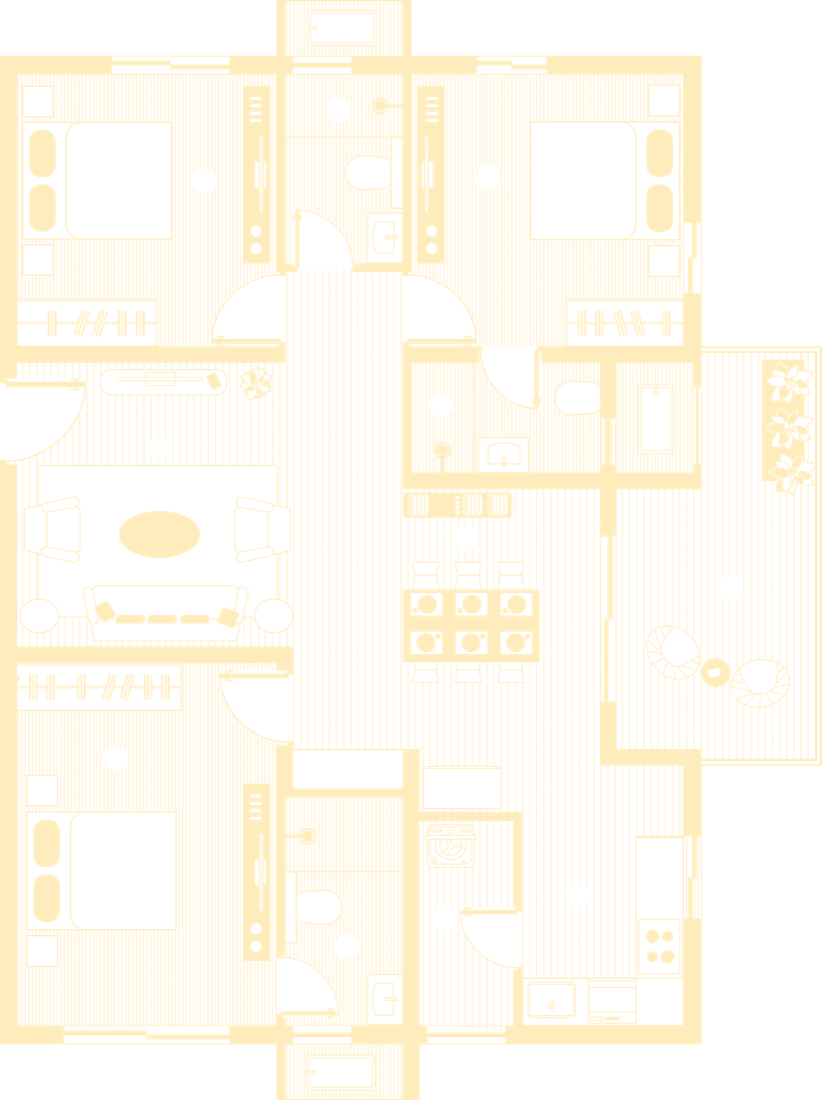 1695 sq.ft floor plan, West Facing