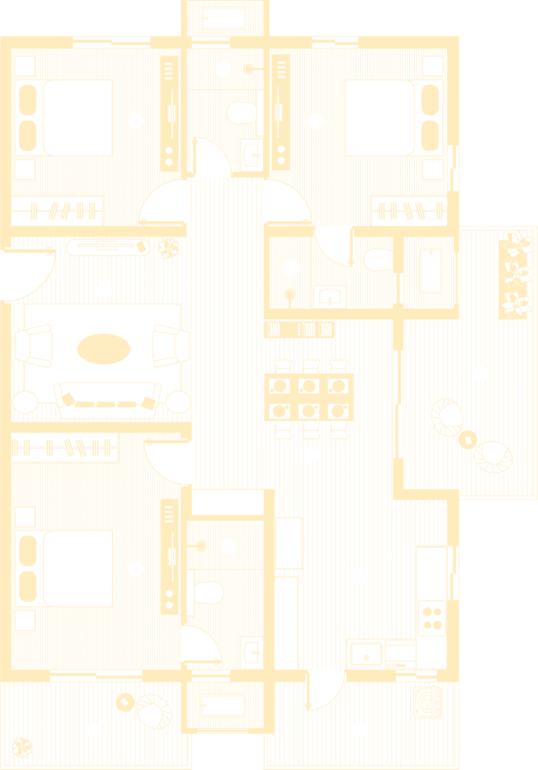 1870 sq.ft floor plan, West Facing · North Balcony